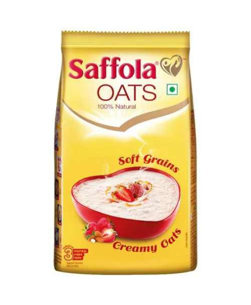 Saffola Rolled Oats , Natural With High Protein  Fibre, Healthy Cereals, Creamy, 1 kg  Pouch